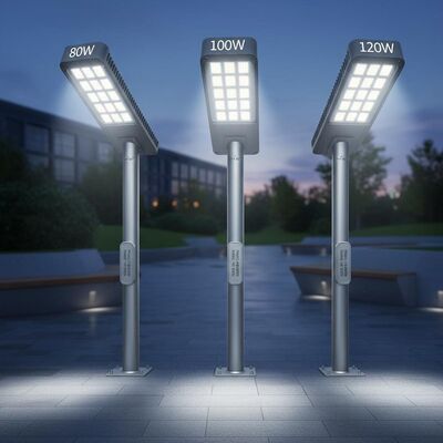 80W, 100W, 120W SMD 3030 lâmpadas de rua LED exteriores com ± 15° de intervalo ajustávelTensão de entrada: AC 90~305V